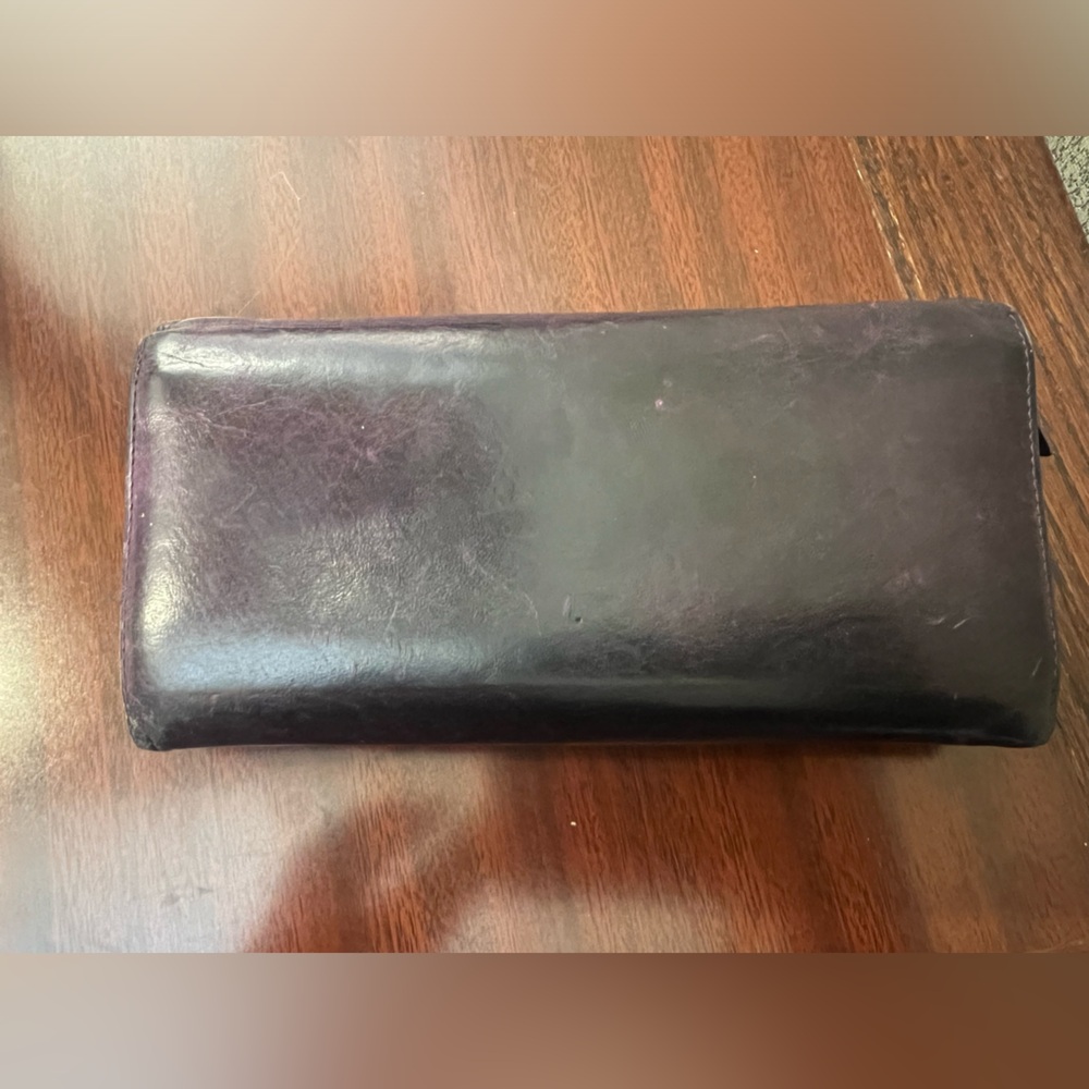 BALENCIAGA Purple Leather Wallet with Gold Accents - Picture 2 of 5